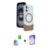MARSİLYAN™- iPhone 16 Kılıf Kozmos Form Özel Seri - Siyah Bilvis 5in1 3D Magic Cam Ekran Koruyucu + Lacivert Raze Metal Kamera Lens