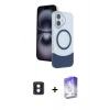 MARSİLYAN™- iPhone 16 Kılıf Kozmos Form Özel Seri - Siyah Bilvis 5in1 3D Magic Cam Ekran Koruyucu + PVD Metal Kamera Lens - MI