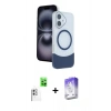 MARSİLYAN™- iPhone 16 Kılıf Kozmos Form Özel Seri - Siyah Bilvis 5in1 3D Magic Cam Ekran Koruyucu + Raze Metal Kamera Lens - BZ