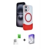 MARSİLYAN™- iPhone 16 Kılıf Kozmos Form Özel Seri - Siyah Bilvis 5in1 3D Magic Cam Ekran Koruyucu + Raze Metal Kamera Lens - BZ