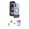 MARSİLYAN™- iPhone 16 Kılıf Kozmos Form Özel Seri - Siyah Bilvis 5in1 3D Magic Cam Ekran Koruyucu + Raze Metal Kamera Lens - BZ