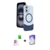 MARSİLYAN™- iPhone 16 Kılıf Kozmos Form Özel Seri - Siyah Bilvis 5in1 3D Magic Cam Ekran Koruyucu + Raze Metal Kamera Lens - PE
