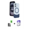 MARSİLYAN™- iPhone 16 Kılıf Kozmos Form Özel Seri - Siyah Bilvis 5in1 3D Magic Cam Ekran Koruyucu + Raze Metal Kamera Lens - SH