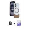 MARSİLYAN™- iPhone 16 Kılıf Kozmos Form Özel Seri - Siyah Bilvis 5in1 5D Magic Hayalet Cam Ekran Koruyucu + PVD Metal Kamera Lens - MI