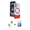 MARSİLYAN™- iPhone 16 Kılıf Kozmos Form Özel Seri - Siyah Bilvis 5in1 5D Magic Hayalet Cam Ekran Koruyucu + Pembe Raze Metal Kamera Lens