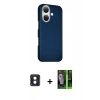 MARSİLYAN™- iPhone 16 Kılıf Kozmos Klasik Prime - Şeffaf 360 Full Body Arka Koruyucu + PVD Metal Kamera Lens - MI