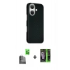 MARSİLYAN™- iPhone 16 Kılıf Kozmos Klasik Prime - Şeffaf 360 Full Body Arka Koruyucu + Raze Metal Kamera Lens - SH