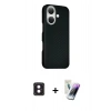 MARSİLYAN™- iPhone 16 Kılıf Kozmos Klasik Prime - Şeffaf Pasifik Cam Ekran Koruyucu + PVD Metal Kamera Lens - PE