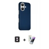 MARSİLYAN™- iPhone 16 Kılıf Kozmos Klasik Prime - Şeffaf Pasifik Cam Ekran Koruyucu + PVD Metal Kamera Lens - PE