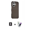 MARSİLYAN™- iPhone 16 Kılıf Kozmos Klasik Prime - Şeffaf Pasifik Cam Ekran Koruyucu + PVD Metal Kamera Lens - PE
