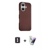 MARSİLYAN™- iPhone 16 Kılıf Kozmos Klasik Prime - Şeffaf Pasifik Cam Ekran Koruyucu + PVD Metal Kamera Lens - PE