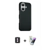 MARSİLYAN™- iPhone 16 Kılıf Kozmos Klasik Prime - Şeffaf Pasifik Cam Ekran Koruyucu + PVD Metal Kamera Lens - PE