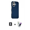 MARSİLYAN™- iPhone 16 Kılıf Kozmos Klasik Prime - Şeffaf Pasifik Cam Ekran Koruyucu + PVD Metal Kamera Lens - MI