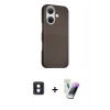 MARSİLYAN™- iPhone 16 Kılıf Kozmos Klasik Prime - Şeffaf Pasifik Cam Ekran Koruyucu + PVD Metal Kamera Lens - MI