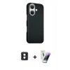 MARSİLYAN™- iPhone 16 Kılıf Kozmos Klasik Prime - Şeffaf Pasifik Cam Ekran Koruyucu + PVD Metal Kamera Lens - MI