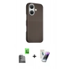 MARSİLYAN™- iPhone 16 Kılıf Kozmos Klasik Prime - Şeffaf Pasifik Cam Ekran Koruyucu + Raze Metal Kamera Lens - SH