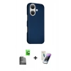 MARSİLYAN™- iPhone 16 Kılıf Kozmos Klasik Prime - Şeffaf Pasifik Cam Ekran Koruyucu + Raze Metal Kamera Lens - SH