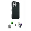 MARSİLYAN™- iPhone 16 Kılıf Kozmos Klasik Prime - Şeffaf Pasifik Cam Ekran Koruyucu + Raze Metal Kamera Lens - SH