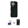 MARSİLYAN™- iPhone 16 Kılıf Kozmos Klasik Prime - Siyah 3D Antistatik Hayalet Cam Ekran Koruyucu + Bilvis Titan Kamera Lens - SH