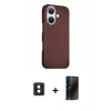 MARSİLYAN™- iPhone 16 Kılıf Kozmos Klasik Prime - Siyah 3D Antistatik Hayalet Cam Ekran Koruyucu + PVD Metal Kamera Lens - PE