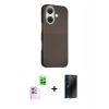 MARSİLYAN™- iPhone 16 Kılıf Kozmos Klasik Prime - Siyah 3D Antistatik Hayalet Cam Ekran Koruyucu + Raze Metal Kamera Lens - PE