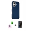 MARSİLYAN™- iPhone 16 Kılıf Kozmos Klasik Prime - Siyah 3D Antistatik Hayalet Cam Ekran Koruyucu + Raze Metal Kamera Lens - PE