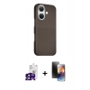 MARSİLYAN™- iPhone 16 Kılıf Kozmos Klasik Prime - Siyah 3D Antistatik Mat Seramik Nano Ekran Koruyucu + Bilvis Titan Kamera Lens - SH