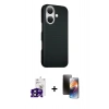 MARSİLYAN™- iPhone 16 Kılıf Kozmos Klasik Prime - Siyah 3D Antistatik Mat Seramik Nano Ekran Koruyucu + Bilvis Titan Kamera Lens - SH