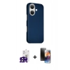MARSİLYAN™- iPhone 16 Kılıf Kozmos Klasik Prime - Siyah 3D Antistatik Mat Seramik Nano Ekran Koruyucu + Bilvis Titan Kamera Lens - SH
