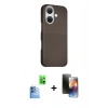 MARSİLYAN™- iPhone 16 Kılıf Kozmos Klasik Prime - Siyah 3D Antistatik Mat Seramik Nano Ekran Koruyucu + Raze Metal Kamera Lens - LT