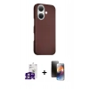 MARSİLYAN™- iPhone 16 Kılıf Kozmos Klasik Prime - Siyah 3D Antistatik Mat Seramik Nano Ekran Koruyucu + Pembe Bilvis Titan Kamera Lens