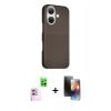 MARSİLYAN™- iPhone 16 Kılıf Kozmos Klasik Prime - Siyah 3D Antistatik Mat Seramik Nano Ekran Koruyucu + Raze Metal Kamera Lens - PE