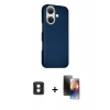 MARSİLYAN™- iPhone 16 Kılıf Kozmos Klasik Prime - Siyah 3D Antistatik Mat Seramik Nano Ekran Koruyucu + PVD Metal Kamera Lens - MI