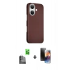 MARSİLYAN™- iPhone 16 Kılıf Kozmos Klasik Prime - Siyah 3D Antistatik Mat Seramik Nano Ekran Koruyucu + Raze Metal Kamera Lens - SH