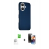 MARSİLYAN™- iPhone 16 Kılıf Kozmos Klasik Prime - Siyah 3D Antistatik Mat Seramik Nano Ekran Koruyucu + Raze Metal Kamera Lens - BZ