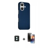 MARSİLYAN™- iPhone 16 Kılıf Kozmos Klasik Prime - Siyah 3D Antistatik Mat Seramik Nano Ekran Koruyucu + PVD Metal Kamera Lens - YL