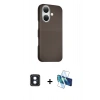 MARSİLYAN™- iPhone 16 Kılıf Kozmos Klasik Prime - Siyah 3D Antistatik Seramik Nano Ekran Koruyucu + PVD Metal Kamera Lens - MI