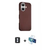 MARSİLYAN™- iPhone 16 Kılıf Kozmos Klasik Prime - Siyah 3D Antistatik Seramik Nano Ekran Koruyucu + PVD Metal Kamera Lens - MI