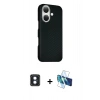 MARSİLYAN™- iPhone 16 Kılıf Kozmos Klasik Prime - Siyah 3D Antistatik Seramik Nano Ekran Koruyucu + PVD Metal Kamera Lens - MI