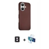 MARSİLYAN™- iPhone 16 Kılıf Kozmos Klasik Prime - Siyah 3D Antistatik Seramik Nano Ekran Koruyucu + PVD Metal Kamera Lens - PE