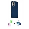 MARSİLYAN™- iPhone 16 Kılıf Kozmos Klasik Prime - Siyah 3D Antistatik Seramik Nano Ekran Koruyucu + Raze Metal Kamera Lens - PE