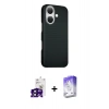 MARSİLYAN™- iPhone 16 Kılıf Kozmos Klasik Prime - Siyah Bilvis 5in1 3D Magic Cam Ekran Koruyucu + Bilvis Titan Kamera Lens - SH