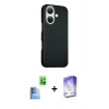 MARSİLYAN™- iPhone 16 Kılıf Kozmos Klasik Prime - Siyah Bilvis 5in1 3D Magic Cam Ekran Koruyucu + Raze Metal Kamera Lens - LT