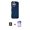 MARSİLYAN™- iPhone 16 Kılıf Kozmos Klasik Prime - Siyah Bilvis 5in1 3D Magic Cam Ekran Koruyucu + PVD Metal Kamera Lens - YL