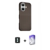 MARSİLYAN™- iPhone 16 Kılıf Kozmos Klasik Prime - Siyah Bilvis 5in1 3D Magic Cam Ekran Koruyucu + PVD Metal Kamera Lens - YL