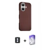 MARSİLYAN™- iPhone 16 Kılıf Kozmos Klasik Prime - Siyah Bilvis 5in1 3D Magic Cam Ekran Koruyucu + PVD Metal Kamera Lens - MI