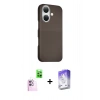MARSİLYAN™- iPhone 16 Kılıf Kozmos Klasik Prime - Siyah Bilvis 5in1 3D Magic Cam Ekran Koruyucu + Raze Metal Kamera Lens - PE
