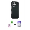 MARSİLYAN™- iPhone 16 Kılıf Kozmos Klasik Prime - Siyah Bilvis 5in1 3D Magic Cam Ekran Koruyucu + Raze Metal Kamera Lens - PE
