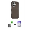 MARSİLYAN™- iPhone 16 Kılıf Kozmos Klasik Prime - Siyah Bilvis 5in1 3D Magic Cam Ekran Koruyucu + Raze Metal Kamera Lens - SH