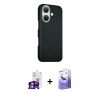 MARSİLYAN™- iPhone 16 Kılıf Kozmos Klasik Prime - Siyah Bilvis 5in1 5D Magic Hayalet Cam Ekran Koruyucu + Bilvis Titan Kamera Lens - GS